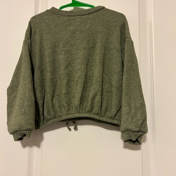 Old Navy | Olive Green Ribbed Drawstring Sweatshirt - Picture 2 of 3